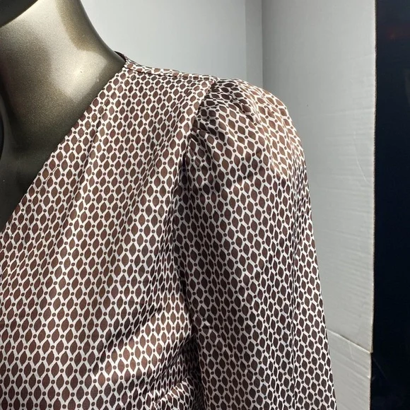 Abercrombie & Fitch Pleated Front Wrap Curve Front Long Sleeve Dress Sz Large P - Picture 11 of 17